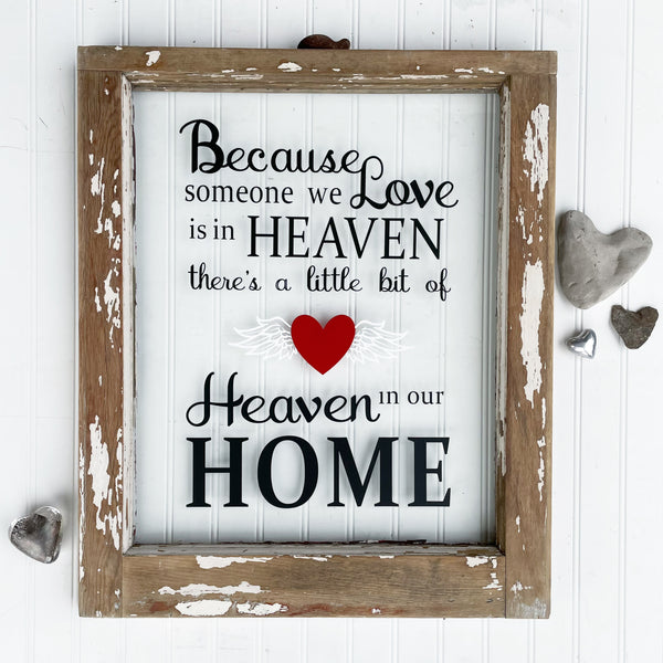 Vintage window sign - Heaven in our home